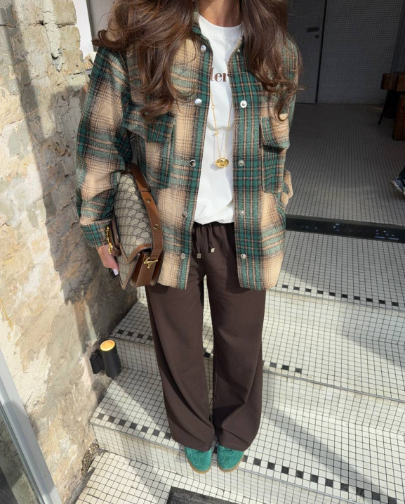 16 сорочка у клітинку байкова на кнопках